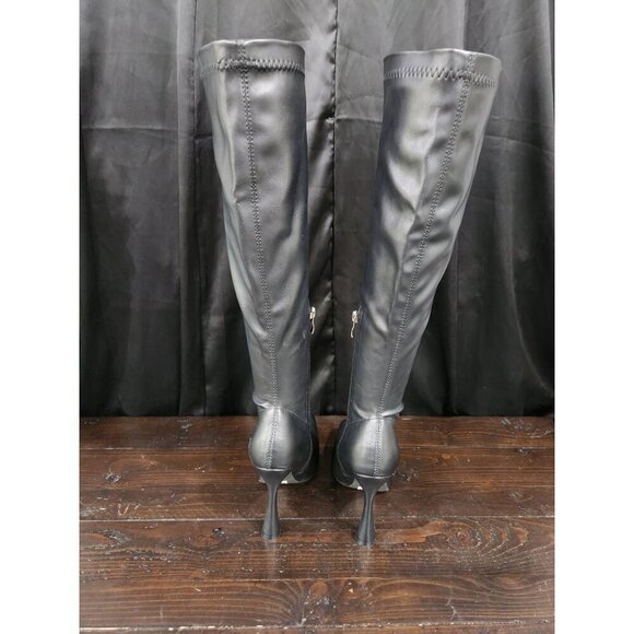 Charlotte Russe Black Knee High Heeled Boots Sz. 8 - Picture 6 of 8